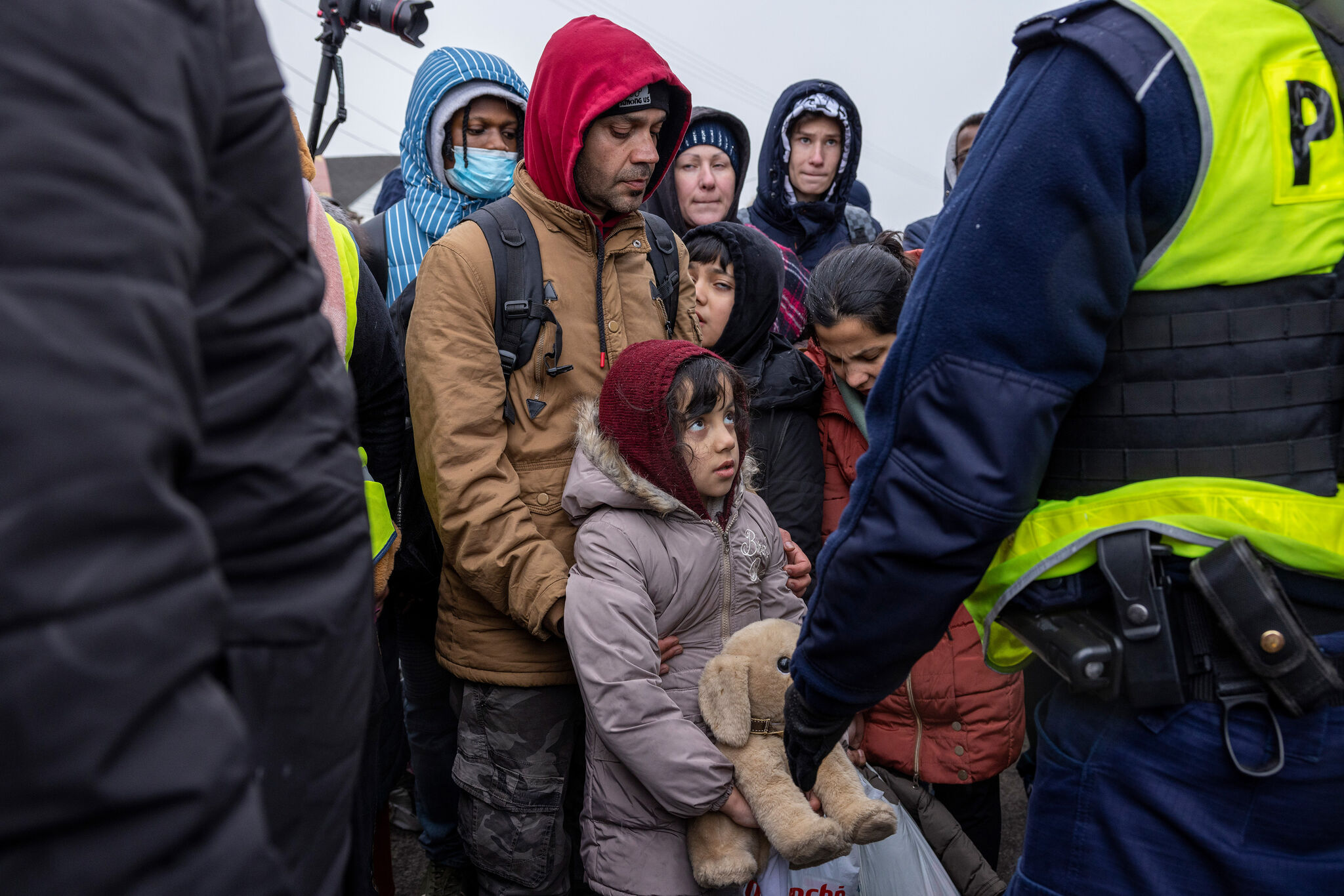 Ankunft der ukrainischen Flüchtlinge an dem polnisch-ukrainischen Grenzübergang Medyka