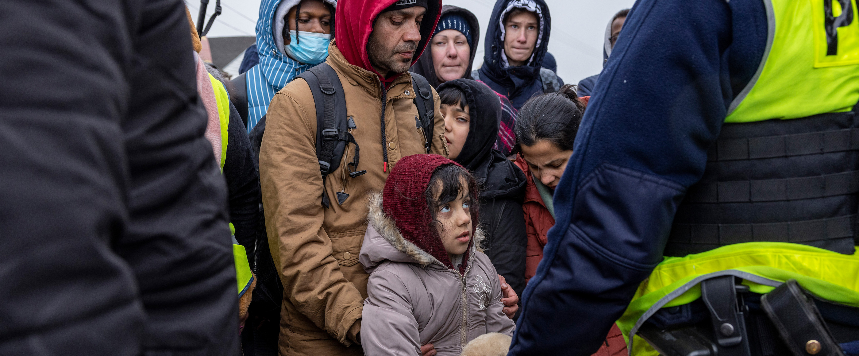 Ankunft der ukrainischen Flüchtlinge an dem polnisch-ukrainischen Grenzübergang Medyka